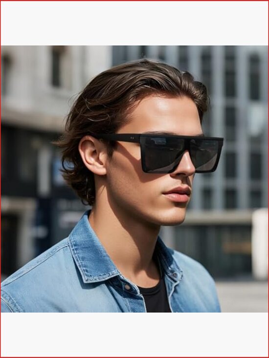Oversized Square Flat Top Sunglasses UV400 Protection main image 6